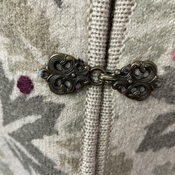 100% Wool Embroidered Vest S Woolrich Maple Leaves Boiled V-Neck Metal Clasp - Picture 9 of 15